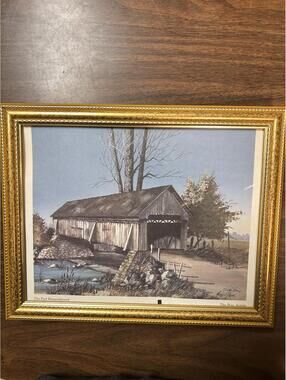 Huey Theus "The Way Across" Framed Art Print Covered Bridge